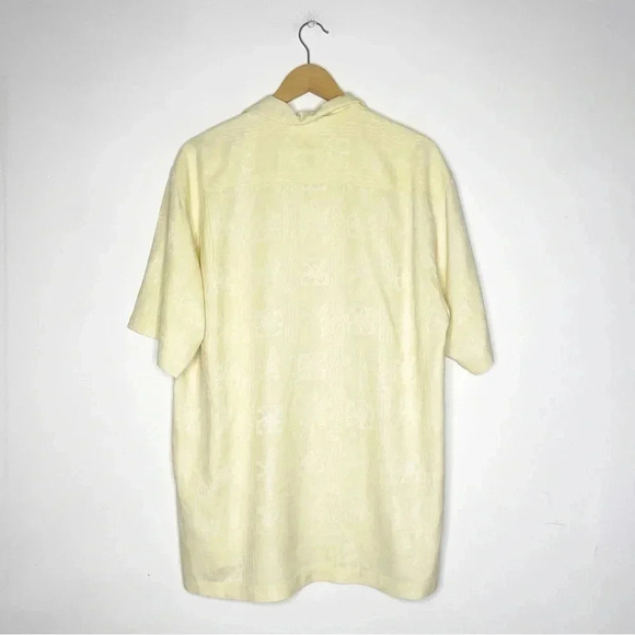 Tommy Bahama Yellow Button Front Silk Hawaiian Shirt Size Large - Picture 7 of 7